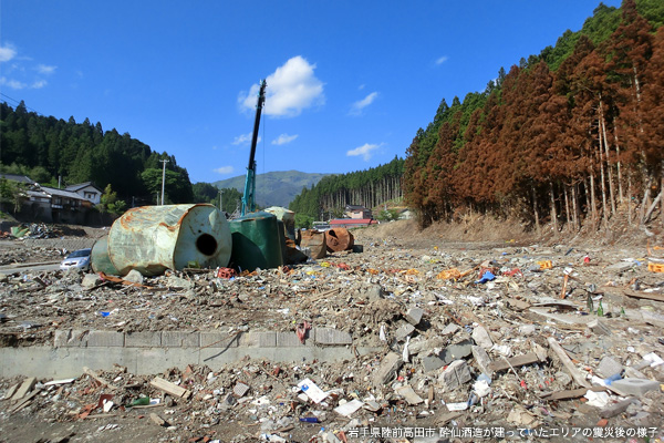 岩手県陸前高田市 酔仙酒造が建っていたエリアの震災後の様子