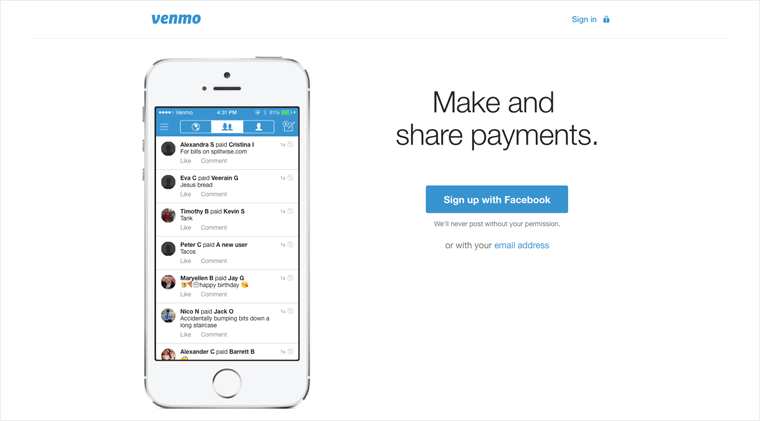 Venmo 画面キャプチャ